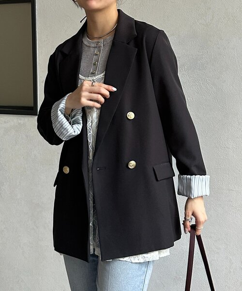 Thevon（ゼボン）の「ゴールドボタンテーラードジャケット（テーラードジャケット・レディース・チャコールグレー/アイボリー/ベージュ/ネイビー・FREE）」の13枚目の写真