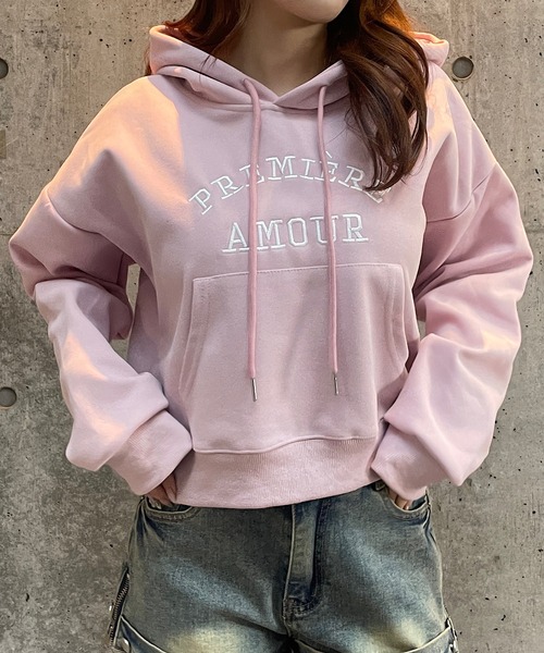 ROGER AND RAW(ロジャーアンドロウ)の「ロゴ刺繍ショートスウェットフーディー(スウェット・レディース・チャコールグレー/ブラック/スモークピンク/ライトグレー・FREE)」の20枚目の写真