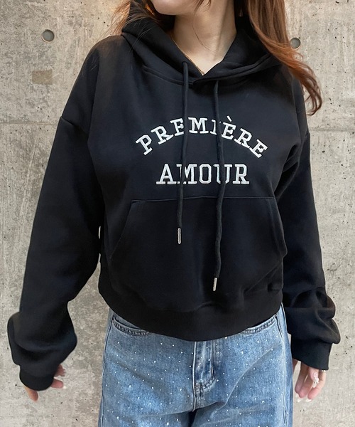 ROGER AND RAW(ロジャーアンドロウ)の「ロゴ刺繍ショートスウェットフーディー(スウェット・レディース・チャコールグレー/ブラック/スモークピンク/ライトグレー・FREE)」の15枚目の写真