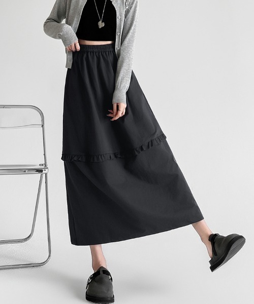 ONEP STAR(ワンピスター)の「フリル切替ロングスカート(スカート・レディース・ホワイト/ネイビー/グレー・SMALL/MEDIUM/LARGE/X-LARGE)」の5枚目の写真