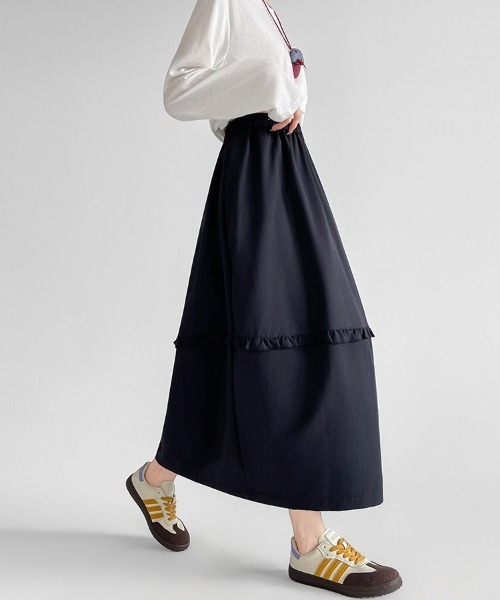 ONEP STAR(ワンピスター)の「フリル切替ロングスカート(スカート・レディース・ホワイト/ネイビー/グレー・SMALL/MEDIUM/LARGE/X-LARGE)」の16枚目の写真