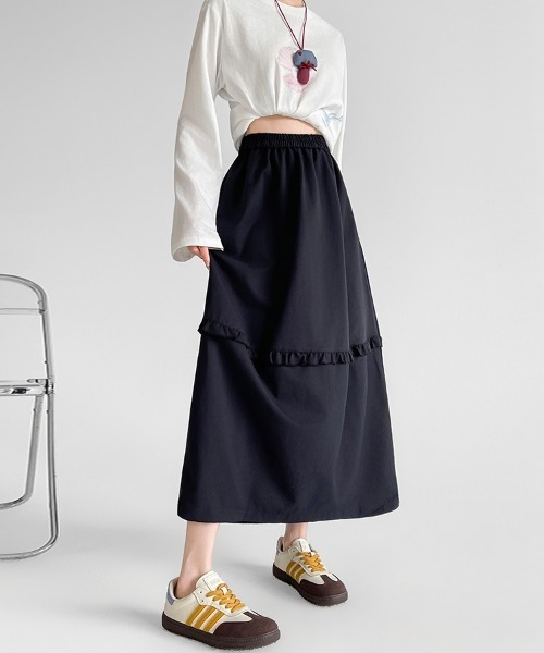 ONEP STAR(ワンピスター)の「フリル切替ロングスカート(スカート・レディース・ホワイト/ネイビー/グレー・SMALL/MEDIUM/LARGE/X-LARGE)」の17枚目の写真