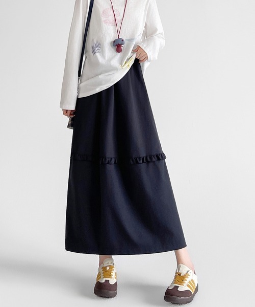 ONEP STAR(ワンピスター)の「フリル切替ロングスカート(スカート・レディース・ホワイト/ネイビー/グレー・SMALL/MEDIUM/LARGE/X-LARGE)」の18枚目の写真