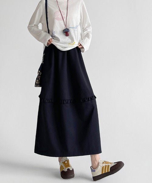 ONEP STAR(ワンピスター)の「フリル切替ロングスカート(スカート・レディース・ホワイト/ネイビー/グレー・SMALL/MEDIUM/LARGE/X-LARGE)」の19枚目の写真