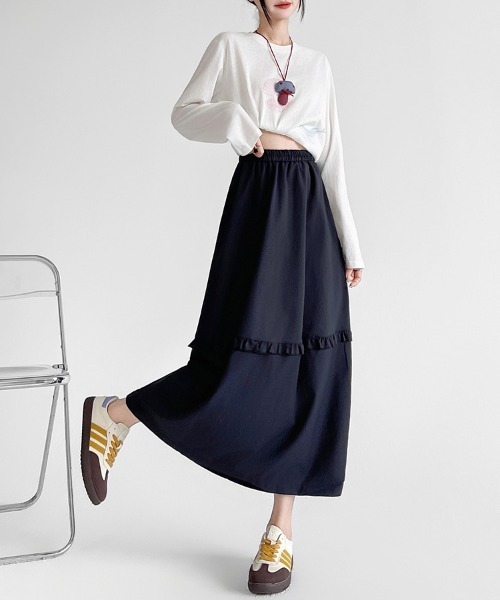 ONEP STAR(ワンピスター)の「フリル切替ロングスカート(スカート・レディース・ホワイト/ネイビー/グレー・SMALL/MEDIUM/LARGE/X-LARGE)」の20枚目の写真