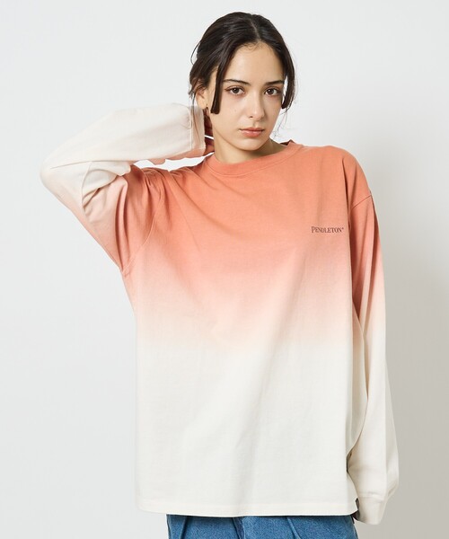 PENDLETON(ペンドルトン)の「【PENDLETON / ペンドルトン】Gradation dye /グラデーションロングスリーブTシャツ/ユニセックス(Tシャツ/カットソー・メンズ・オレンジ系その他/グレー系その他/ブルー系その他・M/L)」の2枚目の写真