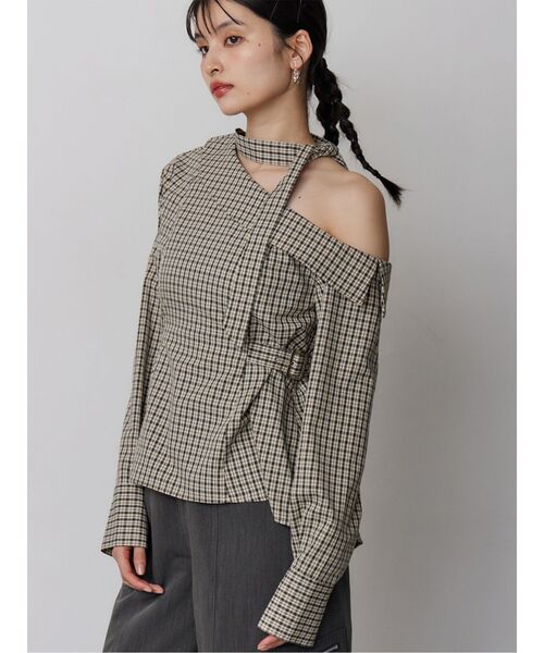 MURUA（ムルーア）の「ボウタイワンショルブラウス（シャツ/ブラウス・レディース・ホワイト/その他/ダークグレー・FREE）」の3枚目の写真