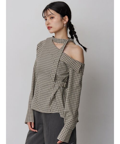 MURUA（ムルーア）の「ボウタイワンショルブラウス（シャツ/ブラウス・レディース・ホワイト/その他/ダークグレー・FREE）」の4枚目の写真