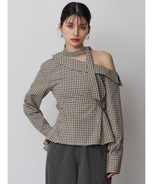 MURUA（ムルーア）の「ボウタイワンショルブラウス（シャツ/ブラウス・レディース・ホワイト/その他/ダークグレー・FREE）」の6枚目の写真