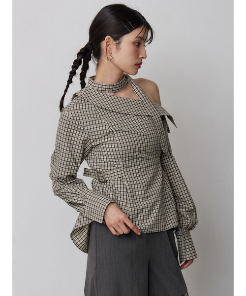 MURUA（ムルーア）の「ボウタイワンショルブラウス（シャツ/ブラウス・レディース・ホワイト/その他/ダークグレー・FREE）」の7枚目の写真