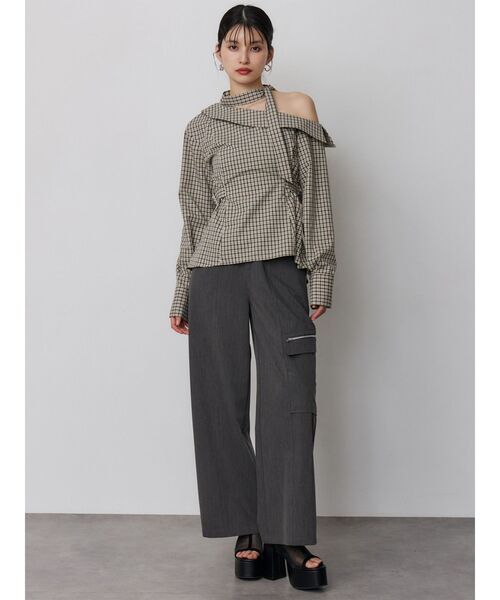 MURUA（ムルーア）の「ボウタイワンショルブラウス（シャツ/ブラウス・レディース・ホワイト/その他/ダークグレー・FREE）」の8枚目の写真