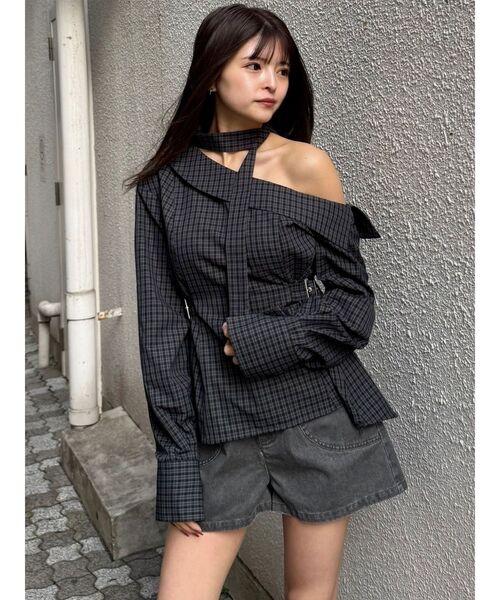 MURUA（ムルーア）の「ボウタイワンショルブラウス（シャツ/ブラウス・レディース・ホワイト/その他/ダークグレー・FREE）」の12枚目の写真