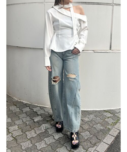 MURUA（ムルーア）の「ボウタイワンショルブラウス（シャツ/ブラウス・レディース・ホワイト/その他/ダークグレー・FREE）」の19枚目の写真