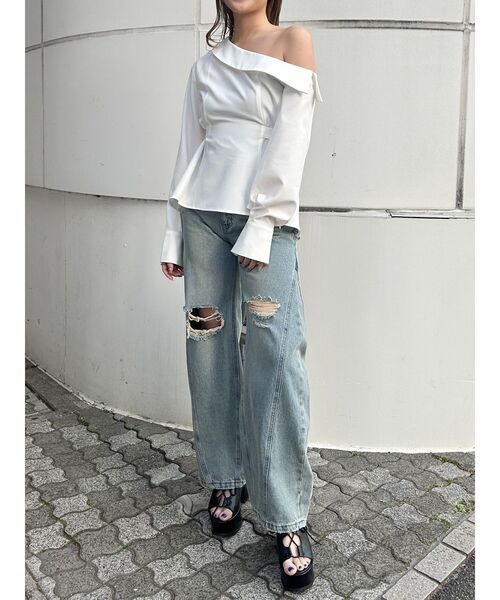 MURUA（ムルーア）の「ボウタイワンショルブラウス（シャツ/ブラウス・レディース・ホワイト/その他/ダークグレー・FREE）」の22枚目の写真