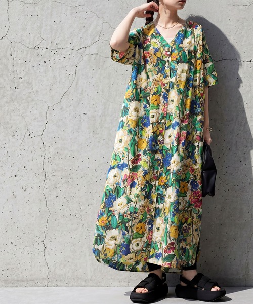 antiqua(アンティカ)の「花柄 シャツワンピース(シャツワンピース・レディース・ブルー系その他・R/P)」の8枚目の写真