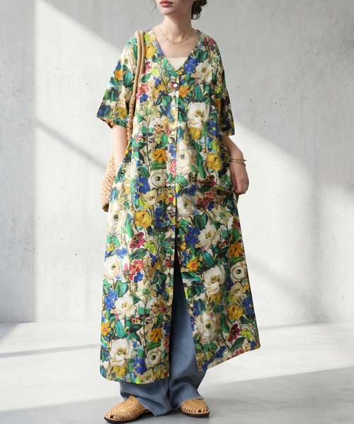 antiqua(アンティカ)の「花柄 シャツワンピース(シャツワンピース・レディース・ブルー系その他・R/P)」の10枚目の写真