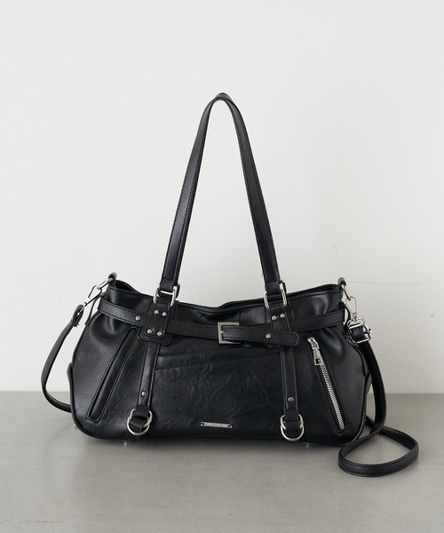 RAY CASSIN(レイカズン)の「ベルト付ジップポケットショルダーバッグ(ショルダーバッグ・レディース・ダークブラウン/ブラウン/ブラック・FREE)」の5枚目の写真