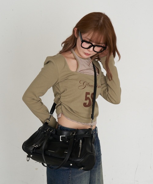 RAY CASSIN(レイカズン)の「ベルト付ジップポケットショルダーバッグ(ショルダーバッグ・レディース・ダークブラウン/ブラウン/ブラック・FREE)」の7枚目の写真