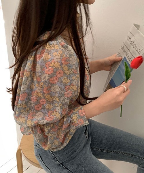 deux amour（ドゥーザムール）の「クルーネック花柄トップス（その他トップス・レディース・サックスブルー・FREE）」の3枚目の写真