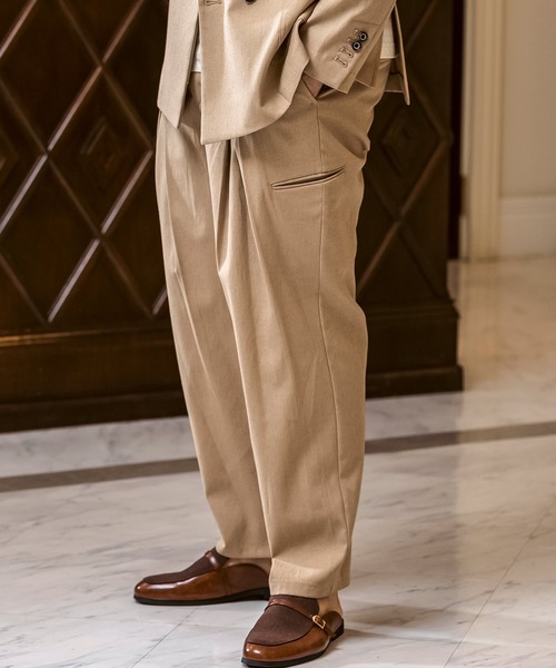 1PIU1UGUALE3 RELAX (ウノピゥウノウグァーレトレ リラックス)の「1PIU1UGUALE3 RELAX(ウノピゥウノウグァーレトレ リラックス)リネンブレンド ディープタックワイドパンツ(その他パンツ・メンズ・ベージュ/ブラック/ブラウン・XL/L/M/S/XXL)」の5枚目の写真