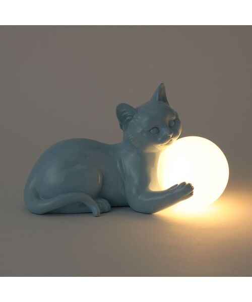 キャットランプ ブルー 猫 照明 デスク 寝室 オブジェ（照明