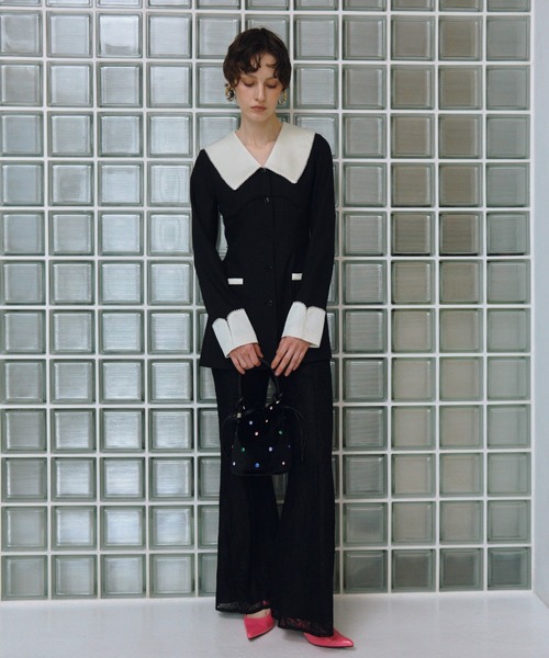 コントラストカラーセットアップドレス / contrast collar set up