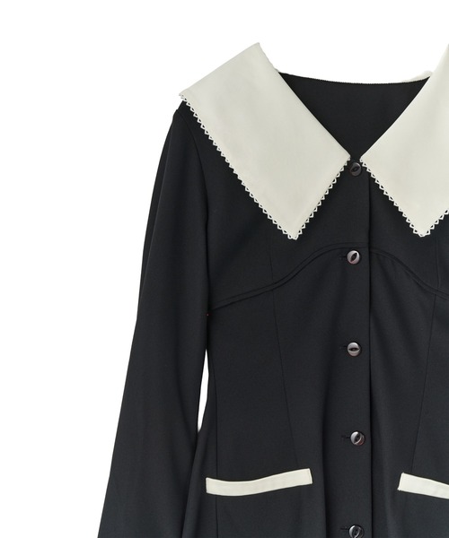ANDRESD（アンドレスド）の「コントラストカラーセットアップドレス / contrast collar set up dress（パンツドレス・レディース・ブラック・L/M/S）」の8枚目の写真