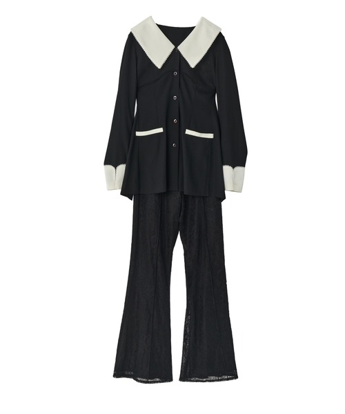 ANDRESD（アンドレスド）の「コントラストカラーセットアップドレス / contrast collar set up dress（パンツドレス・レディース・ブラック・L/M/S）」の6枚目の写真
