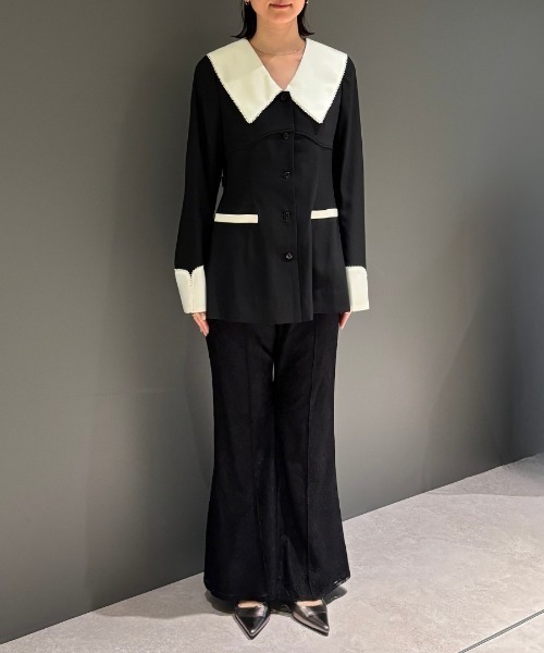 コントラストカラーセットアップドレス / contrast collar set up
