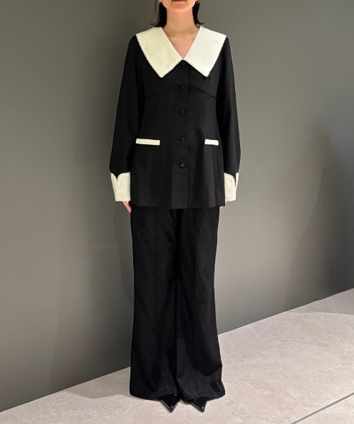 コントラストカラーセットアップドレス / contrast collar set up