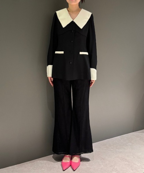 ANDRESD（アンドレスド）の「コントラストカラーセットアップドレス / contrast collar set up dress（パンツドレス・レディース・ブラック・L/M/S）」の21枚目の写真