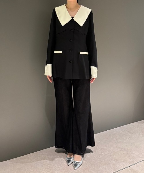 ANDRESD（アンドレスド）の「コントラストカラーセットアップドレス / contrast collar set up dress（パンツドレス・レディース・ブラック・L/M/S）」の12枚目の写真