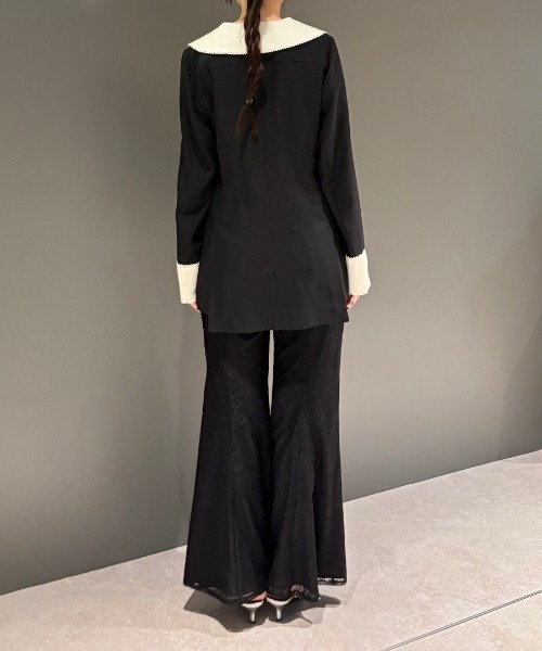 ANDRESD（アンドレスド）の「コントラストカラーセットアップドレス / contrast collar set up dress（パンツドレス・レディース・ブラック・L/M/S）」の14枚目の写真