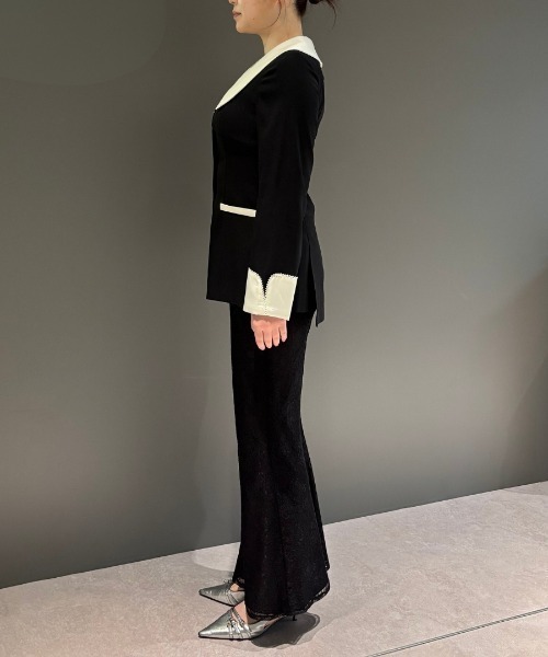 ANDRESD（アンドレスド）の「コントラストカラーセットアップドレス / contrast collar set up dress（パンツドレス・レディース・ブラック・L/M/S）」の4枚目の写真