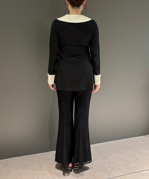 ANDRESD（アンドレスド）の「コントラストカラーセットアップドレス / contrast collar set up dress（パンツドレス・レディース・ブラック・L/M/S）」の5枚目の写真