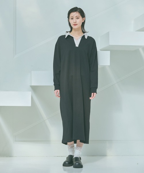 LAKOLE（ラコレ）の「ポロスキッパー長袖ワンピース/ 647929（ワンピース・レディース・グレー/ブラック・FREE）」の8枚目の写真