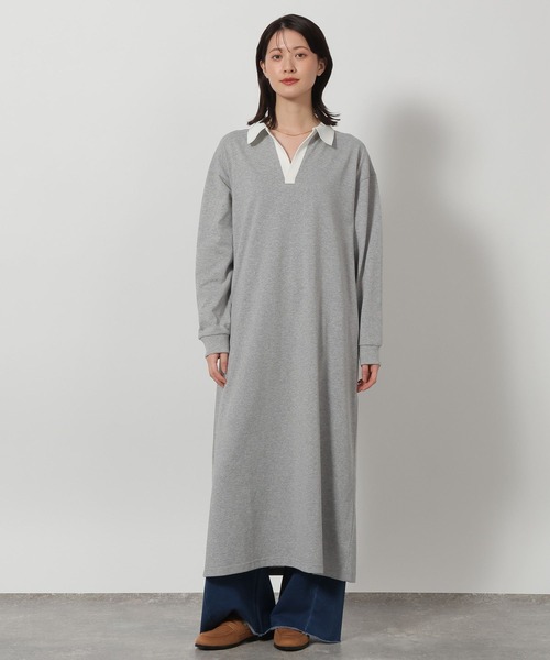 LAKOLE（ラコレ）の「ポロスキッパー長袖ワンピース/ 647929（ワンピース・レディース・グレー/ブラック・FREE）」の7枚目の写真