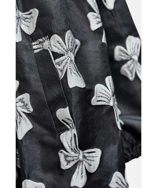 HONEY MI HONEY（ハニーミーハニー）の「ribbon jacquard tunic jacket（ノーカラージャケット・レディース・チャコールグレー/オフホワイト/ブラック・FREE）」の21枚目の写真