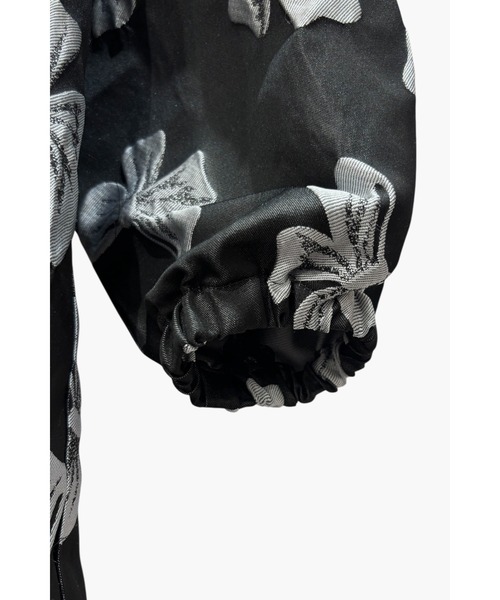 HONEY MI HONEY（ハニーミーハニー）の「ribbon jacquard tunic jacket（ノーカラージャケット・レディース・チャコールグレー/オフホワイト/ブラック・FREE）」の20枚目の写真