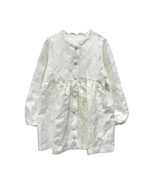 HONEY MI HONEY（ハニーミーハニー）の「ribbon jacquard tunic jacket（ノーカラージャケット・レディース・チャコールグレー/オフホワイト/ブラック・FREE）」の19枚目の写真