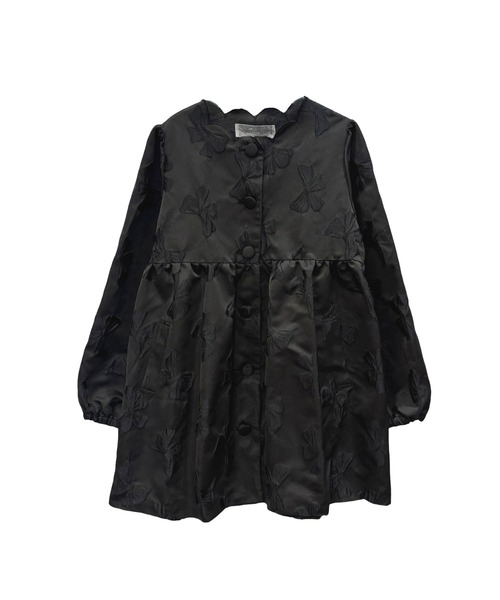 HONEY MI HONEY（ハニーミーハニー）の「ribbon jacquard tunic jacket（ノーカラージャケット・レディース・チャコールグレー/オフホワイト/ブラック・FREE）」の17枚目の写真