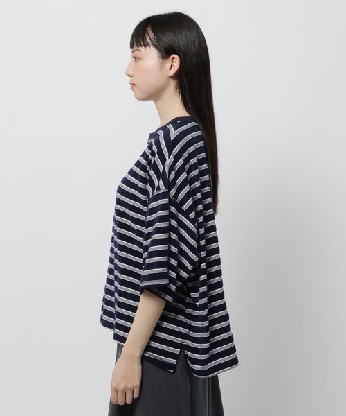 niko and...（ニコアンド）の「パイルボーダーTシャツ（Tシャツ/カットソー・レディース・パープル/ネイビー・LARGE/MEDIUM）」の9枚目の写真