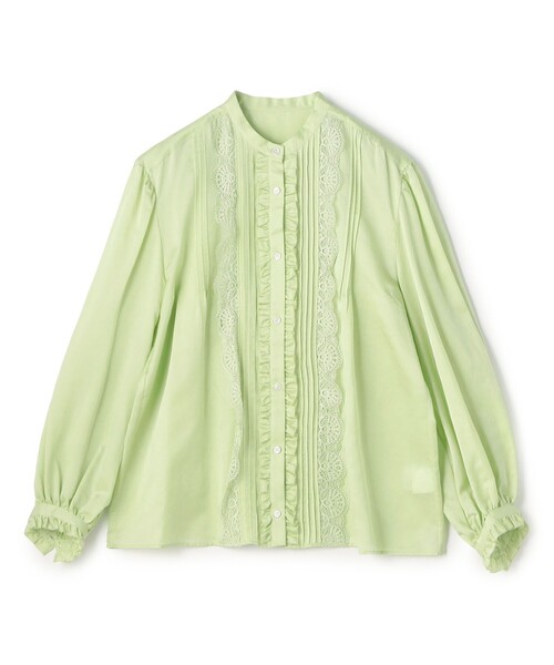 BALLSEY(ボールジィ)の「コットンシルクサテン タック&レースブラウス(シャツ/ブラウス・レディース・ライトグリーン/ホワイト・36)」の1枚目の写真