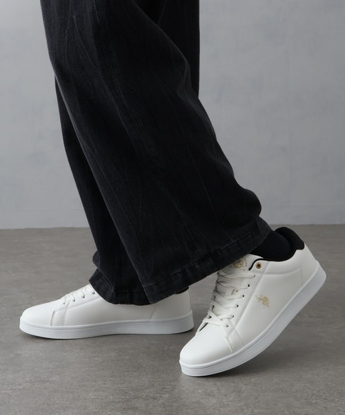 U.S. POLO ASSN.(ユーエスポロアッスン)の「【U.S. POLO ASSN./ユーエスポロアッスン】ワンポイント バイカラー コートスニーカー(スニーカー・メンズ・ホワイト×ブラック/ブラック×シルバー/ホワイト×グリーン・28cm/25cm/24.5cm/22.5cm/25.5cm/23cm/27cm/26cm/24cm/23.5cm/26.5cm)」の4枚目の写真