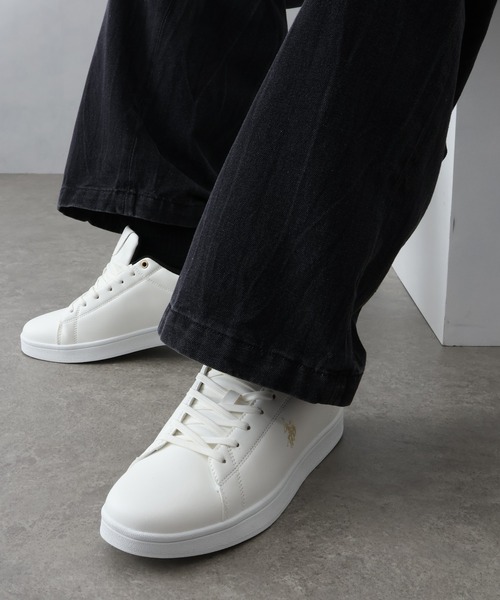 U.S. POLO ASSN.(ユーエスポロアッスン)の「【U.S. POLO ASSN./ユーエスポロアッスン】ワンポイント バイカラー コートスニーカー(スニーカー・メンズ・ホワイト×ブラック/ブラック×シルバー/ホワイト×グリーン・28cm/25cm/24.5cm/22.5cm/25.5cm/23cm/27cm/26cm/24cm/23.5cm/26.5cm)」の5枚目の写真