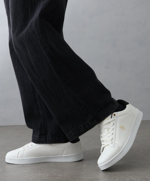 U.S. POLO ASSN.(ユーエスポロアッスン)の「【U.S. POLO ASSN./ユーエスポロアッスン】ワンポイント バイカラー コートスニーカー(スニーカー・メンズ・ホワイト×ブラック/ブラック×シルバー/ホワイト×グリーン・28cm/25cm/24.5cm/22.5cm/25.5cm/23cm/27cm/26cm/24cm/23.5cm/26.5cm)」の6枚目の写真
