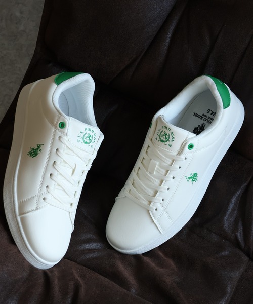 U.S. POLO ASSN.(ユーエスポロアッスン)の「【U.S. POLO ASSN./ユーエスポロアッスン】ワンポイント バイカラー コートスニーカー(スニーカー・メンズ・ホワイト×ブラック/ブラック×シルバー/ホワイト×グリーン・28cm/25cm/24.5cm/22.5cm/25.5cm/23cm/27cm/26cm/24cm/23.5cm/26.5cm)」の9枚目の写真
