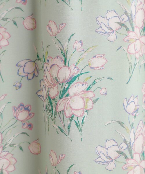 LAURA ASHLEY(ローラアシュレイ)の「【ウエストゴム仕様/洗える/ジャージ素材/同柄アイテムあり】サトクリフ チューリップス柄スカート(スカート・レディース・グリーン系1/ネイビー系・38/40)」の7枚目の写真