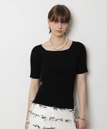 CADUNE | ハーフスリーブデコルテニット(ニット/セーター)