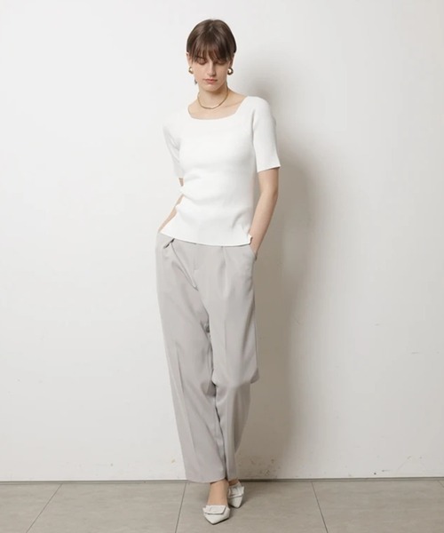 CADUNE（カデュネ）の「ハーフスリーブデコルテニット（ニット/セーター・レディース・ブラック/ピンクベージュ/グリーン系その他/グリーン/ホワイト・38）」の15枚目の写真